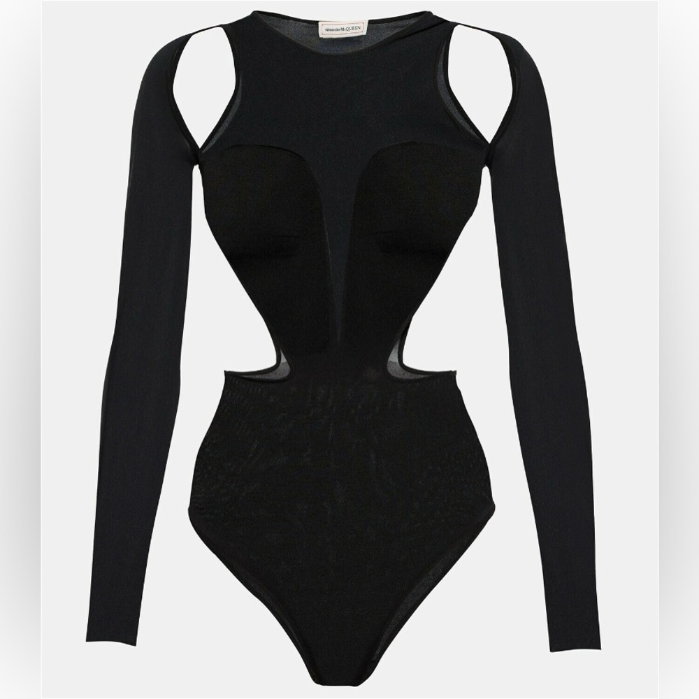 Alexander McQueen Cutout silk-blend bodysuit Size XS